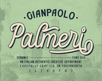 Duo de polices Gianpaolo Palmeri : écriture vintage, monoligne rétro