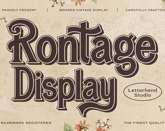 Rontage Display - Vintage Font, Swirl, Swash, Old Type, Old Fashion, Retro Font, Old School Font, Ephemera, Label, Display Font, Logo,