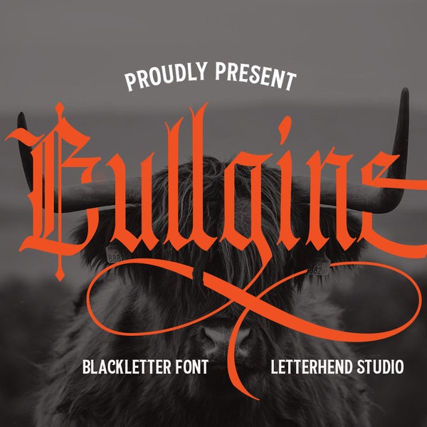 Bullgine - Blackletter, Gothic Font, Blackletter Font, Medieval Font, Horror Font, Dark Font, Black Font, Metal Font, Band Font,