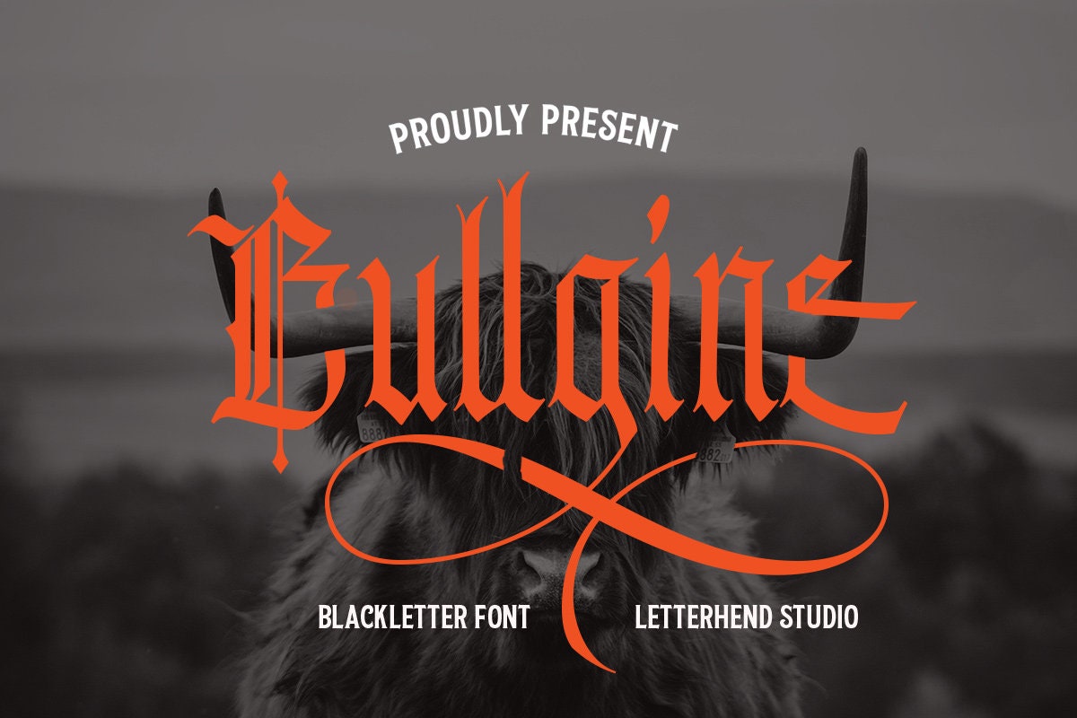 Bullgine Blackletter Font: Gothic Medieval Typeface - Etsy, image size:1200x800