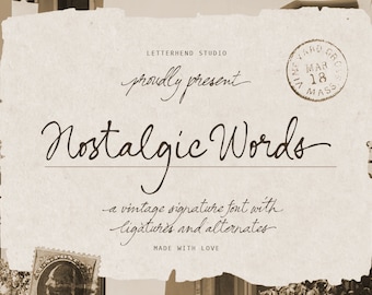 Nostalgic Words - Vintage Signature, Signature Font, Beautiful Font, Stylish Font, Feminine Font, Wedding Font, Romantic Font, Romance Font,