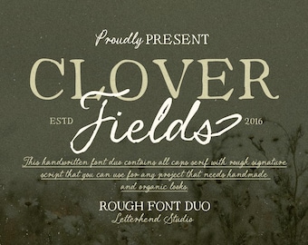 Clover Fields Rough Font Duo : Oranic Script & Sans
