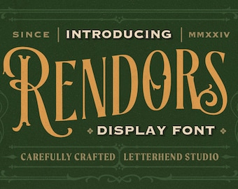 Rendors Victorian Display Font: Retro Old School Font
