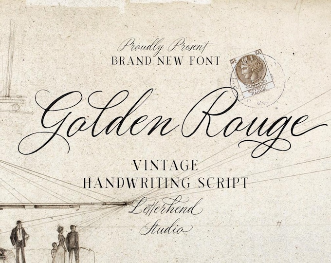 Golden Rouge Vintage Script Font: Elegant Wedding & Logo Design