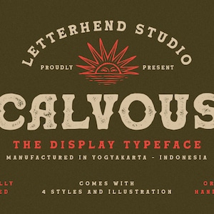 Calvous Slab Serif Font: Western Cowboy Typeface + Illustrations
