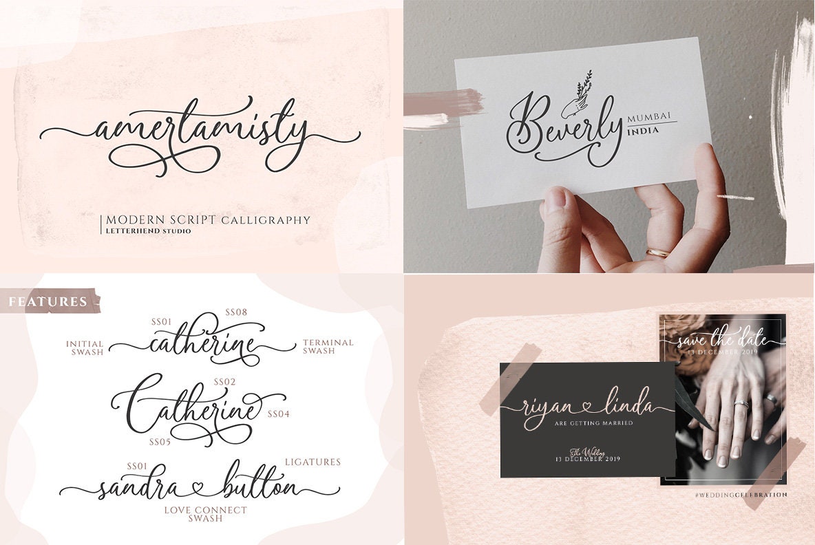 Wedding Font Bundle: 15 Script Fonts, Modern Calligraphy - Etsy