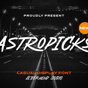 Police au pinceau Astropicks : affichage graffiti urbain, écriture manuscrite,