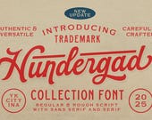 Hundergad Vintage Font Collection: Rough Script, Sans & Serif