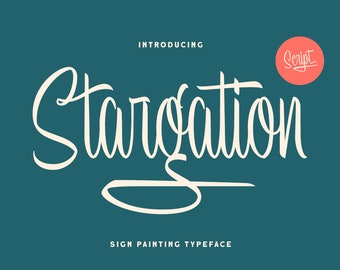 Stargation - Display Script, script font, logo font, vintage font, retro font, old school font, signature font, handwritten font,