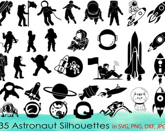 35 Astronaut SVG Bundle,Astronaut Clipart,Astronaut DXF,Astronaut Vector,Astronaut png, Space svg, Cosmonaut svg, Rocket svg