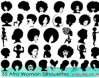 35 Afro Woman SVG Bundle,Afro Woman Clipart,Afro Woman DXF,Afro Woman Vector,Afro Woman png,Afro Woman cut files,Black Woman svg,Afro girl