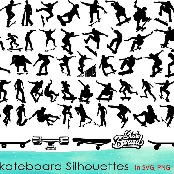 62 Skateboarding SVG Bundle,Skateboarding Clipart,Skateboarding DXF,Skateboarding Vector,Skateboarding png, Skate svg, Skateboarder svg