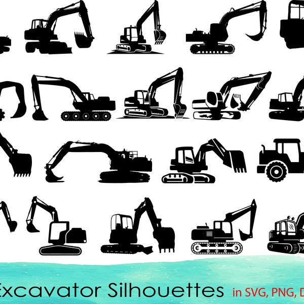 20 Excavator SVG Bundle,Excavator Clipart,Excavator DXF,Excavator Vector,Excavator png,Construction Truck SVG