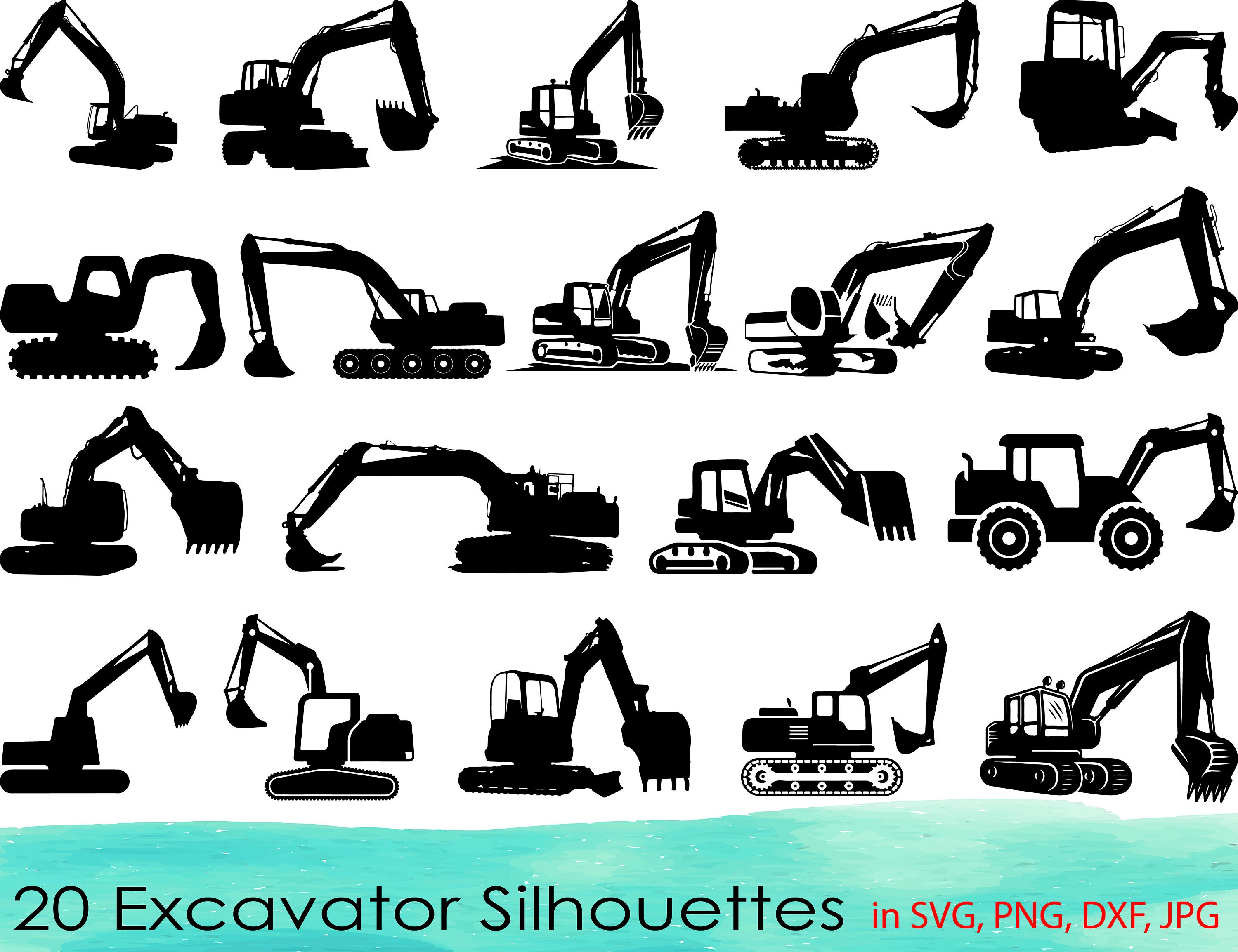 20 Excavator SVG Bundle,Excavator Clipart,Excavator DXF,Excavator Vector,Excavator png,Construction Truck SVG