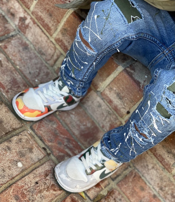 Distressed Denim Jeans - Etsy 