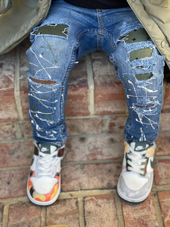 Distressed Denim Jeans - Etsy 