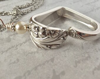 Heart Silverware Necklace, Evening Star 1950 Vintage Spoon Jewelry,
