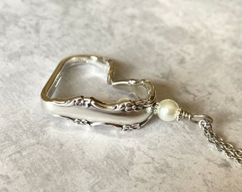 Heart Silverware Necklace, Empress 1969, Handmade Vintage Spoon Jewelry, Gift For Her