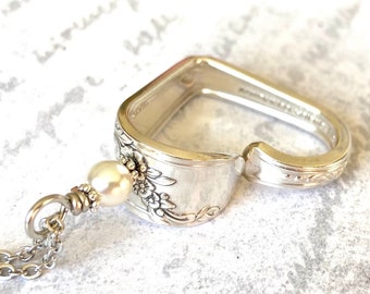 Heart Silverware Necklace, Vintage 1946 Queen Bess Vintage Silverware Heart, Spoon Jewelry, Valentines Gift