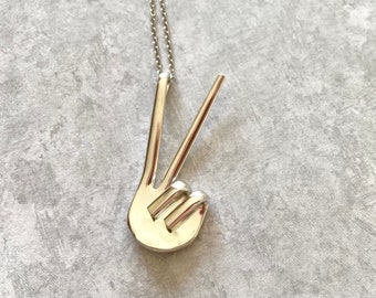 Handmade Peace Fork Necklace, Silverware Jewelry, Spoon Jewelry