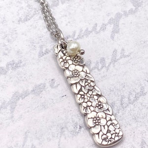 Handmade Silverware Necklace, 1970 Love Precious Flower, Vintage Spoon Jewelry