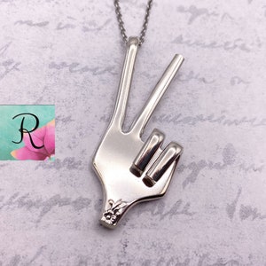 Peace Sign Fork Necklace, Silverware Jewelry, Spoon Jewelry