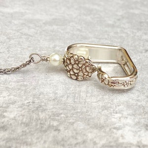 Heart Silverware Necklace, 1949 Moss Rose,  Vintage Spoon Jewelry, Gift For Her