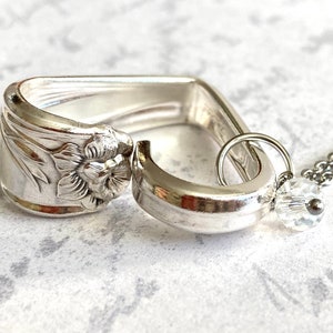Daffodil Heart Silverware Necklace, Vintage Spoon Jewelry, Valentine&#39;s Gift
