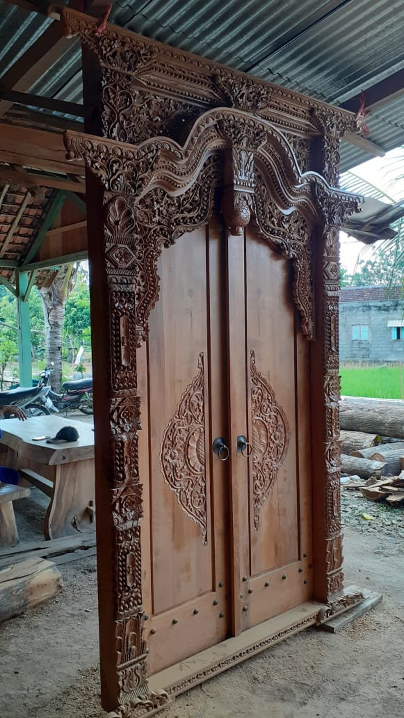 Bali Barong Hand Carved Teak Wood Door Teak Wood Doors Etsy Australia