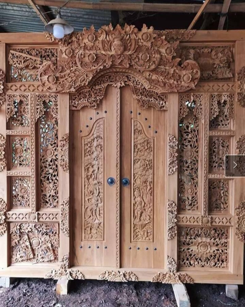 Bali Barong Hand Carved Teak Wood Door Teak Wood Doors Etsy Australia