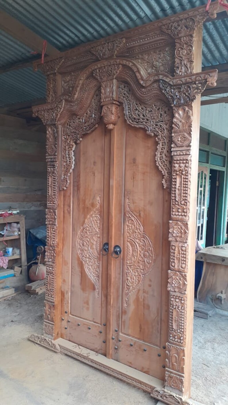 Bali Barong Hand Carved Teak Wood Door Teak Wood Doors Etsy Australia