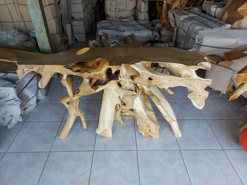 Natural Bleach Teak Root Console Table High Quality Teak Etsy