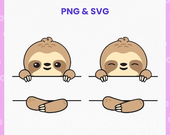Baby Sloth Bundle Svg & Png | Cute Sloth | Split Sloth Name | Sloth Layered | Sloth Name Sign | Cutting,Vinyl | Files for Cricut,Silhouette