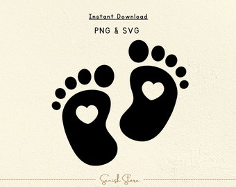 Baby Feet with Heart Svg & Png | Baby Footprint | Baby Steps | Baby Newborn Feet | Infant Feet Svg | Baby svg |  Cricut Cut File, Silhouette