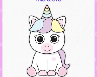 Unicorn Illustration - Unicorn Head Svg for Cricut, Birthday Girl Unicorn Design, Unicorn Cut File, Pastel Nursery Decor Printable, Clip Art