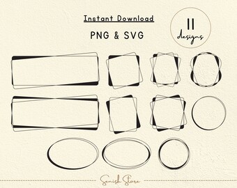 11 Frame Design Bundle Svg & Png | Minimal Wreath, Frames, Borders, Circle, Rectangles, Tags| Bithday Frame Svg Cut | File Cricut Silhouette