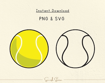 Tennis Ball  SVG & PNG | Tennis Cut File | Ball Cricut Cut File | Sport Print File | Racket Court Ball | Digital Download | Silhouette Files
