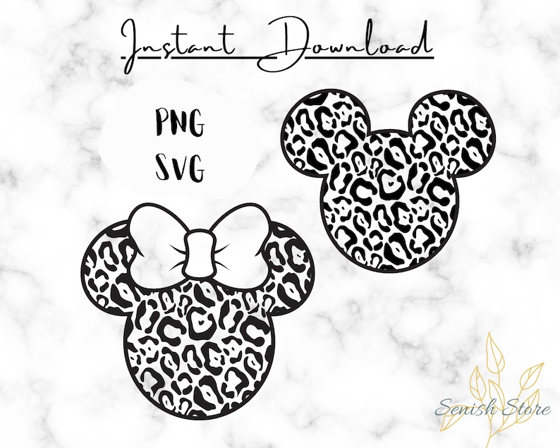 Print for Shirt Mickey /& Minnie Mouse Cheetah Leopard Svg and Png Cricut Cutting File Disney Animal Print Svg Minnie and Mickey Head