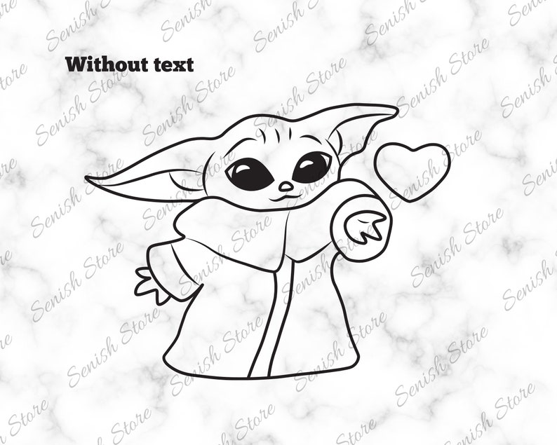 Baby Yoda One for Me Svg Baby Yoda With a Heart Png Star Wars Valentine