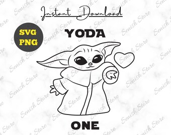 Baby Yoda One For Me Svg | Baby Yoda With a Heart Png | Star Wars Valentine's Day | Funny Baby Yoda | Mandalorian Cricut |Gift for Her & Him