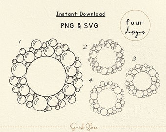 Cute Bubble Frame Bundle Svg & Png | Wreath, Frames, Borders, Label, Shapes, Tags Svg | Bithday Frame Svg Cut  | File for Cricut Silhouette