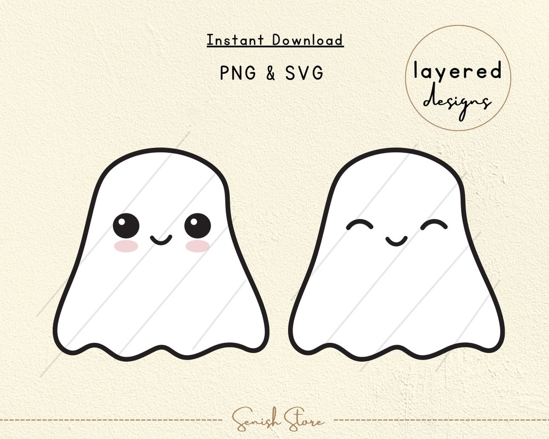2 Cute Halloween Ghost Layered Designs Svg & Png Cute Ghosts - Etsy