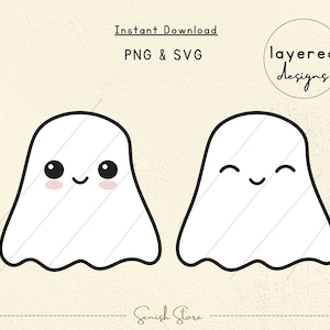 2 Cute Halloween Ghost Layered Designs Svg & Png | Cute Ghosts Halloween | Spooky Svg | Cool Ghost |Ghost Boo|Cut File for Cricut,Silhouette