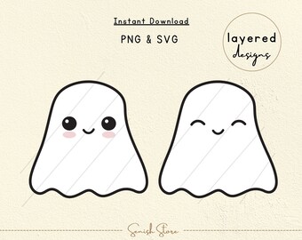 2 Cute Halloween Ghost Layered Designs Svg & Png | Cute Ghosts Halloween | Spooky Svg | Cool Ghost |Ghost Boo|Cut File for Cricut,Silhouette