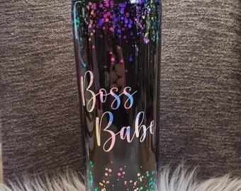 Sublimation Tumbler Boss BabeTumbler Epoxy Free Tumbler 20 oz Stainless Steel Tumbler Pink Geode Tumbler 20 oz Skinny Tumbler