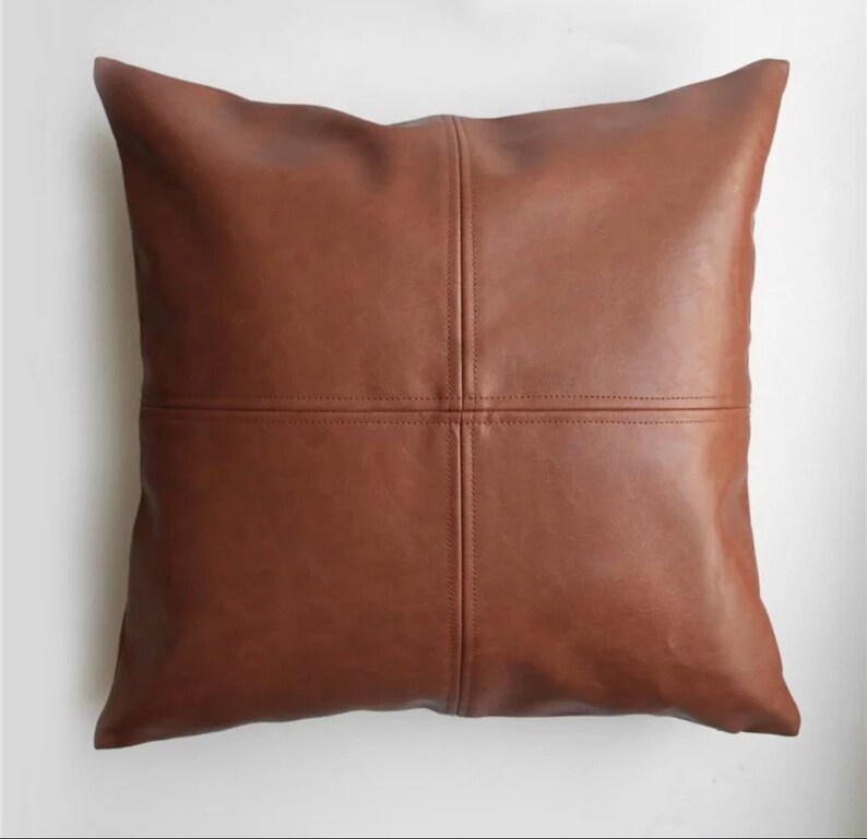 Vegan Leather Pillow Cover Faux leather throw pillow cover Etsy
