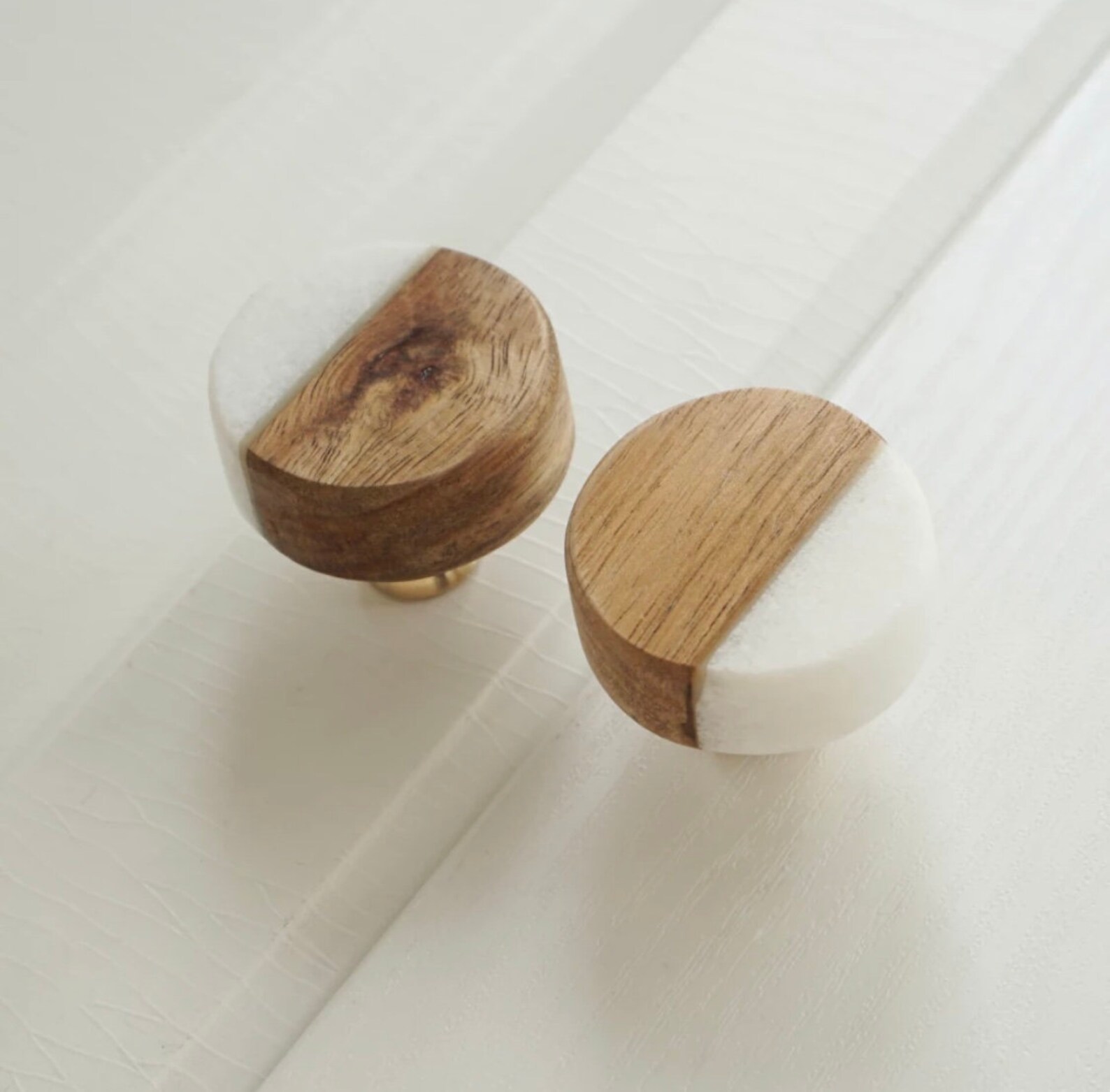 White Stone Knob Wooden Knobs Nordic style modern Etsy