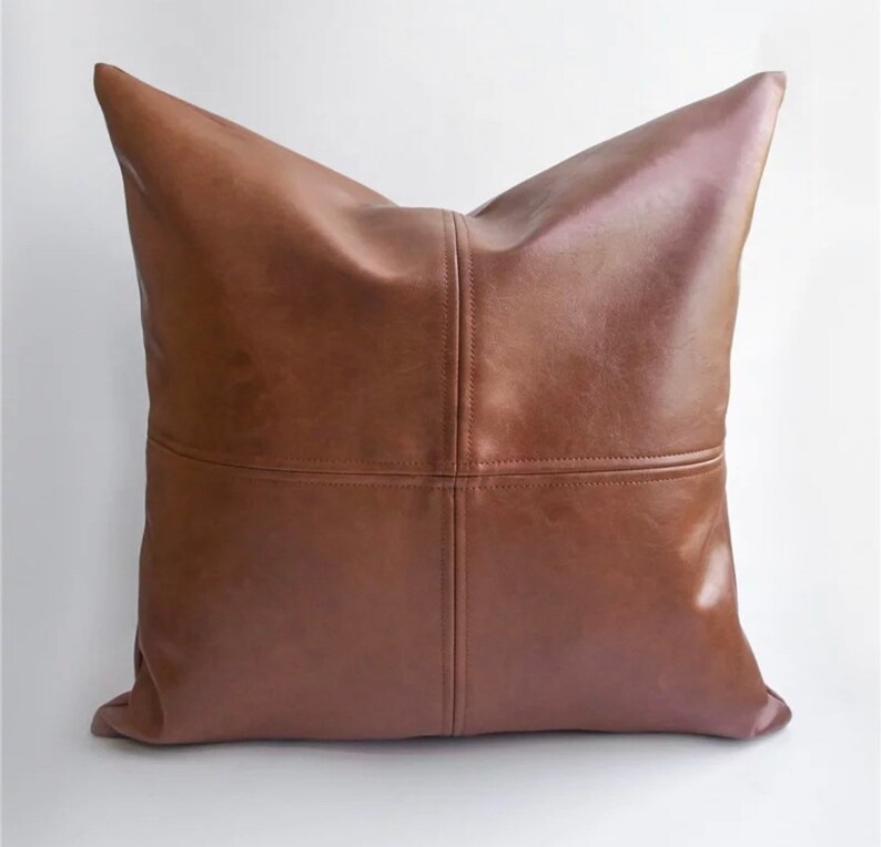 Vegan Leather Pillow Cover Faux leather throw pillow cover Etsy