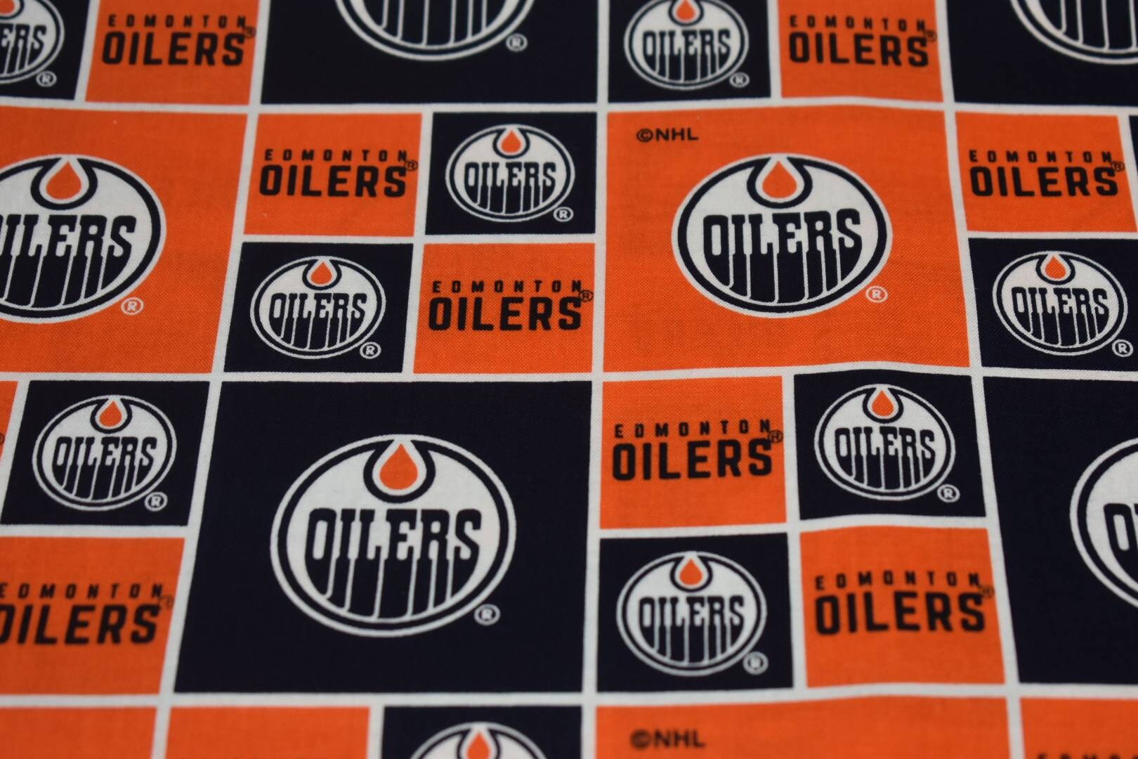 NHL Edmonton Oilers Block Print Fabric Etsy Canada