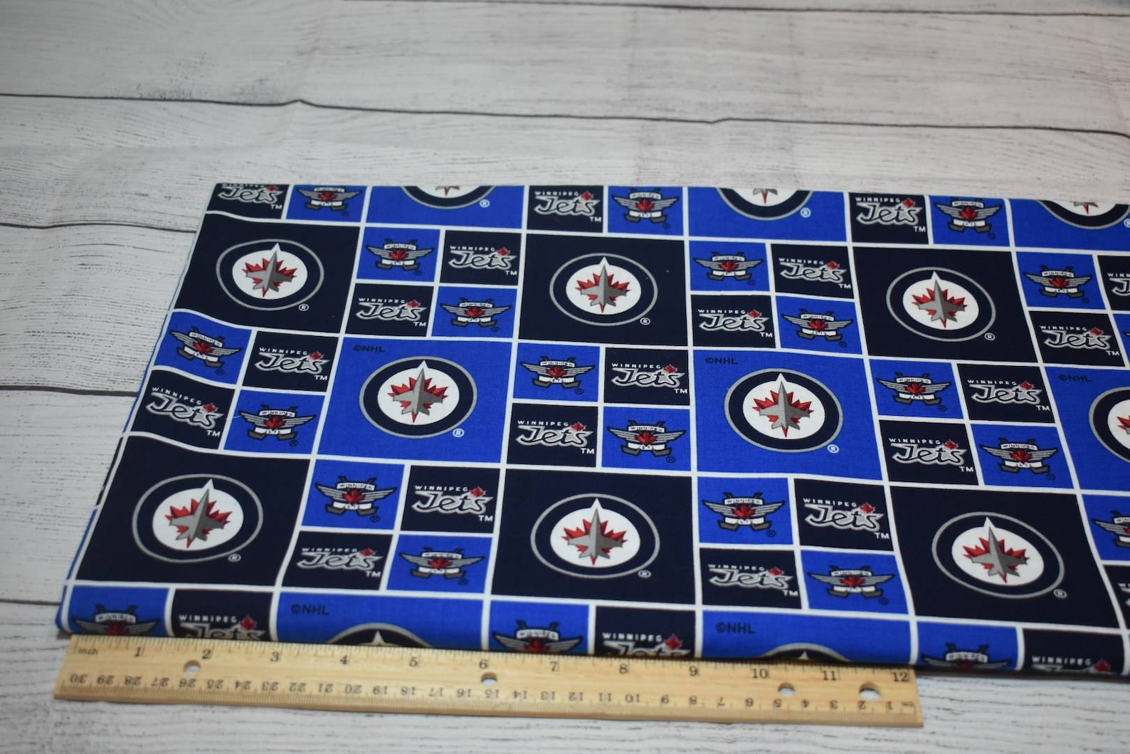 NHL Winnipeg Jets Block Print Fabric Etsy